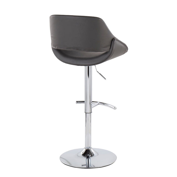 LumiSource Fabrico Bar Stool, Set of 2, Chrome/Grey