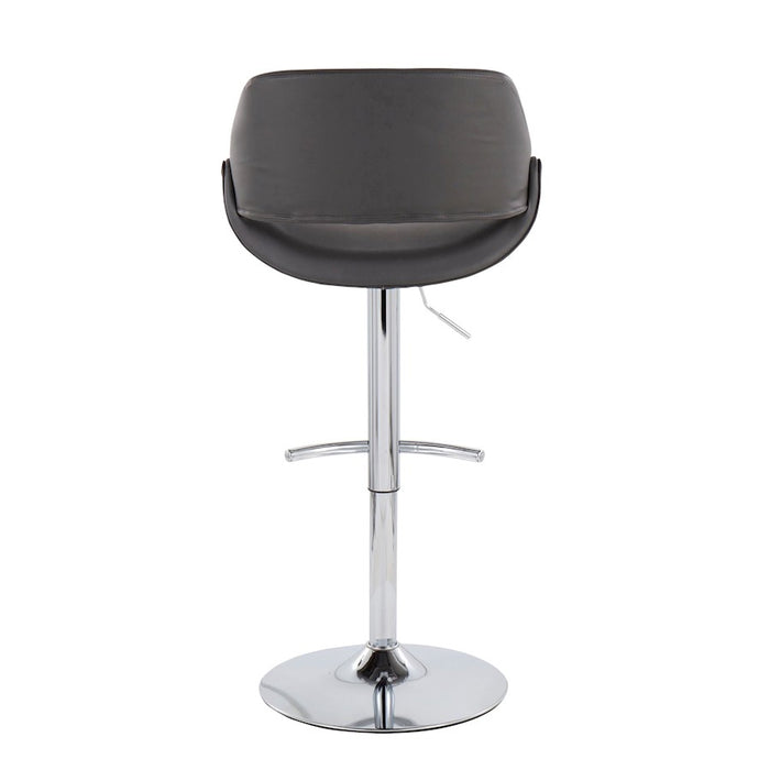 LumiSource Fabrico Bar Stool, Set of 2, Chrome/Grey