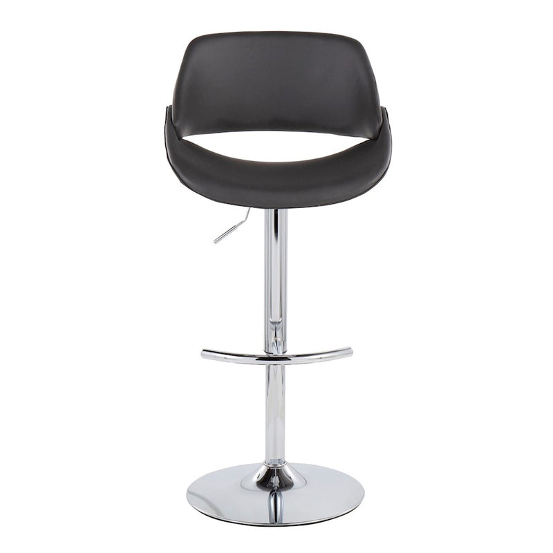 LumiSource Fabrico Bar Stool, Set of 2, Chrome/Grey