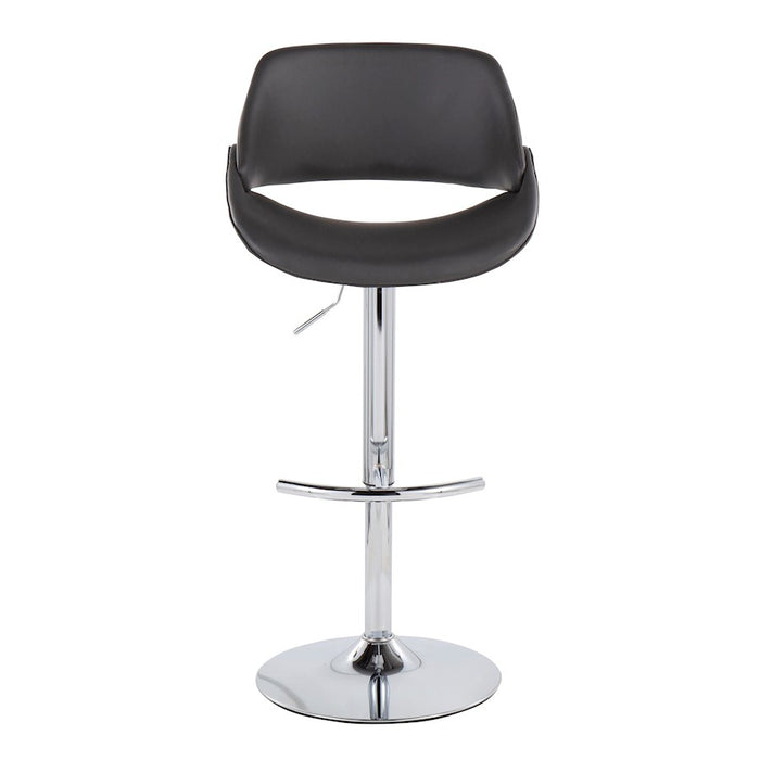 LumiSource Fabrico Bar Stool, Set of 2, Chrome/Grey
