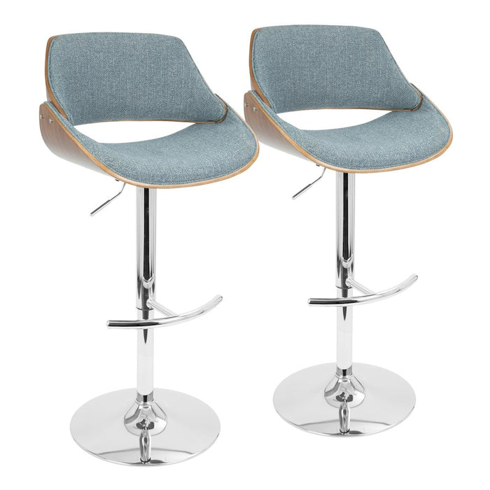 LumiSource Fabrizzi Adj Barstool, Set/2, CH/WAL/Blue - BS-FBZZ2-SWVRTWLBU2