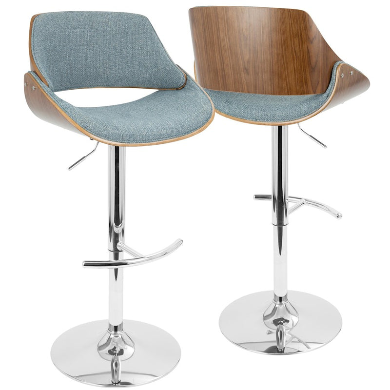 LumiSource Fabrizzi Adj Barstool, Set/2, CH/WAL/Blue