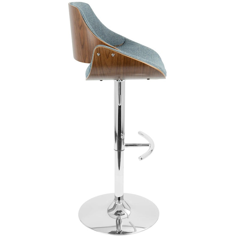 LumiSource Fabrizzi Adj Barstool, Set/2, CH/WAL/Blue