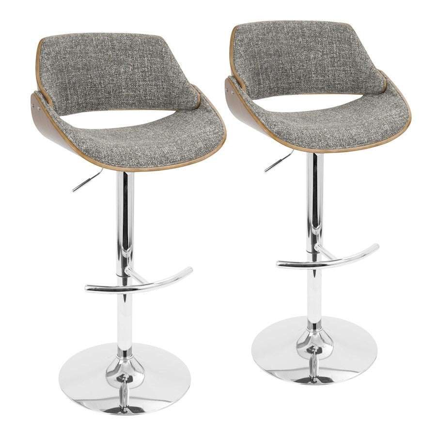 LumiSource Fabrizzi Adj Barstool, Set/2, CH/WAL/GY - BS-FBZZ2-SWVRTWLGY2