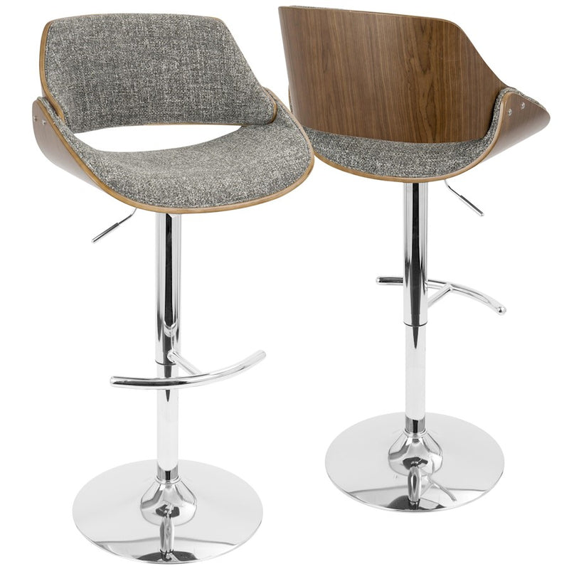 LumiSource Fabrizzi Adj Barstool, Set/2, CH/WAL/GY