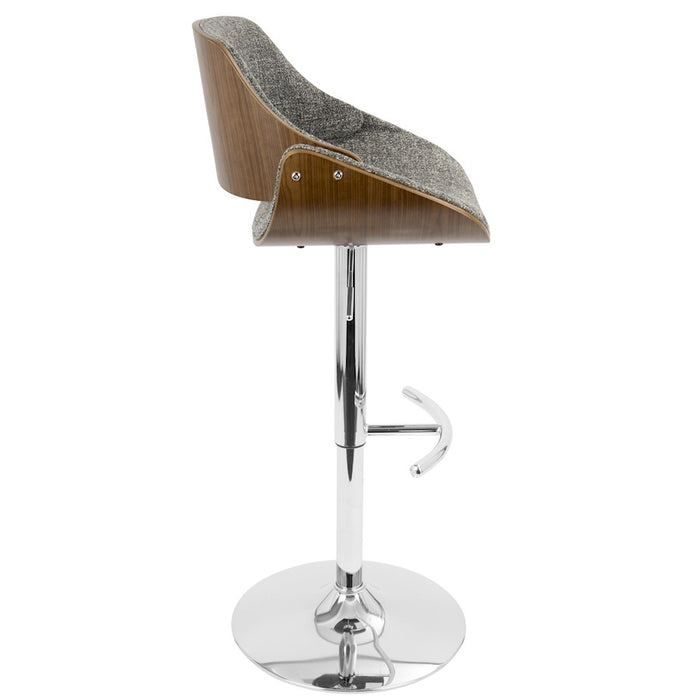 LumiSource Fabrizzi Adj Barstool, Set/2, CH/WAL/GY