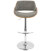 LumiSource Fabrizzi Adjustable Bar Stool | Mid-Century Walnut & Grey Fabric with Chrome Base | Kitchen Island & Home Bar Seating | Model BS-FBZZWL-GY