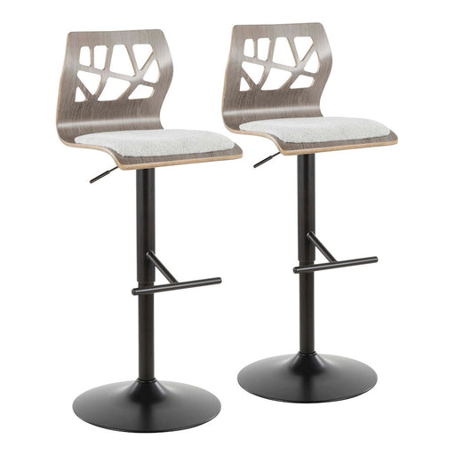 LumiSource Folia Adjustable Barstool, Set/2, Black/Grey - BS-FOLIA2-SWVTLGYLGY2