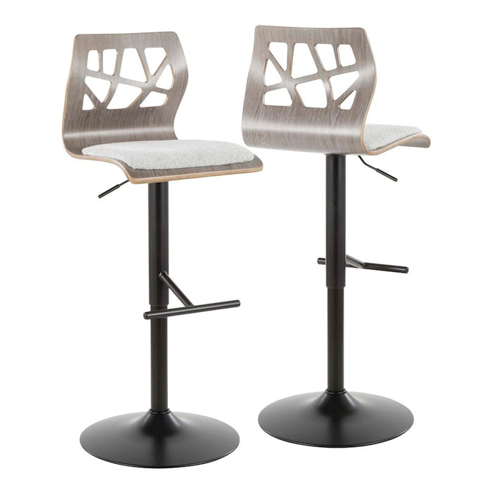 LumiSource Folia Adjustable Barstool, Set/2, Black/Grey