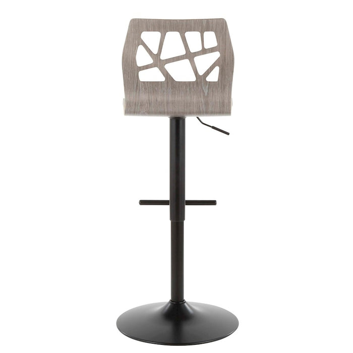 LumiSource Folia Adjustable Barstool, Set/2, Black/Grey