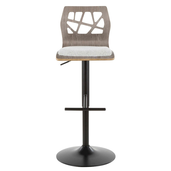 LumiSource Folia Adjustable Barstool, Set/2, Black/Grey