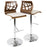 LumiSource Folia Adj Barstool, Set/2, Walnut/Cream/Chrome