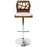 LumiSource Folia Adj Barstool, Set/2, Walnut/Cream/Chrome