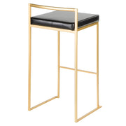 LumiSource Fuji 34in Barstool Set of 2 | Glam Gold Metal and Black Faux Leather | Kitchen Island & Home Bar Seating | Model BS-FUJIAU-BK2