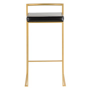 LumiSource Fuji 34in Barstool Set of 2 | Glam Gold Metal and Black Faux Leather | Kitchen Island & Home Bar Seating | Model BS-FUJIAU-BK2