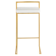 LumiSource Fuji 34in Barstool Set of 2 | Glam Gold Metal and White Faux Leather | Kitchen Island & Home Bar Seating | Model BS-FUJIAU-W2