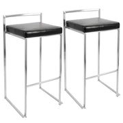 LumiSource Fuji 34in Barstool Set of 2 | Contemporary Black Stainless Steel and PU Leather | Kitchen Island & Home Bar Seating | Model BS-FUJIBK2