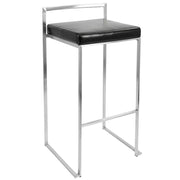 LumiSource Fuji 34in Barstool Set of 2 | Contemporary Black Stainless Steel and PU Leather | Kitchen Island & Home Bar Seating | Model BS-FUJIBK2