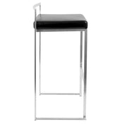 LumiSource Fuji 34in Barstool Set of 2 | Contemporary Black Stainless Steel and PU Leather | Kitchen Island & Home Bar Seating | Model BS-FUJIBK2
