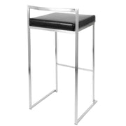 LumiSource Fuji 34in Barstool Set of 2 | Contemporary Black Stainless Steel and PU Leather | Kitchen Island & Home Bar Seating | Model BS-FUJIBK2