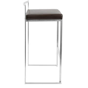 LumiSource Fuji 34in Barstool Set of 2 | Contemporary Brown Stainless Steel and PU Leather | Kitchen Island & Home Bar Seating | Model BS-FUJIBN2