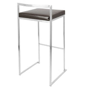 LumiSource Fuji 34in Barstool Set of 2 | Contemporary Brown Stainless Steel and PU Leather | Kitchen Island & Home Bar Seating | Model BS-FUJIBN2