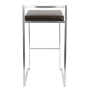 LumiSource Fuji 34in Barstool Set of 2 | Contemporary Brown Stainless Steel and PU Leather | Kitchen Island & Home Bar Seating | Model BS-FUJIBN2