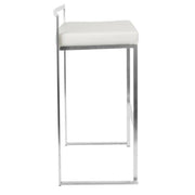 LumiSource Fuji 17.5in Bar Stool Set of 2 | Contemporary White PU Leather and Stainless Steel | Kitchen, Bar & Break Room Seating | Model BS-FUJIW2