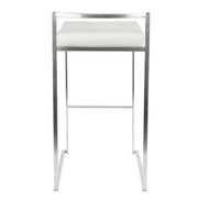 LumiSource Fuji 17.5in Bar Stool Set of 2 | Contemporary White PU Leather and Stainless Steel | Kitchen, Bar & Break Room Seating | Model BS-FUJIW2