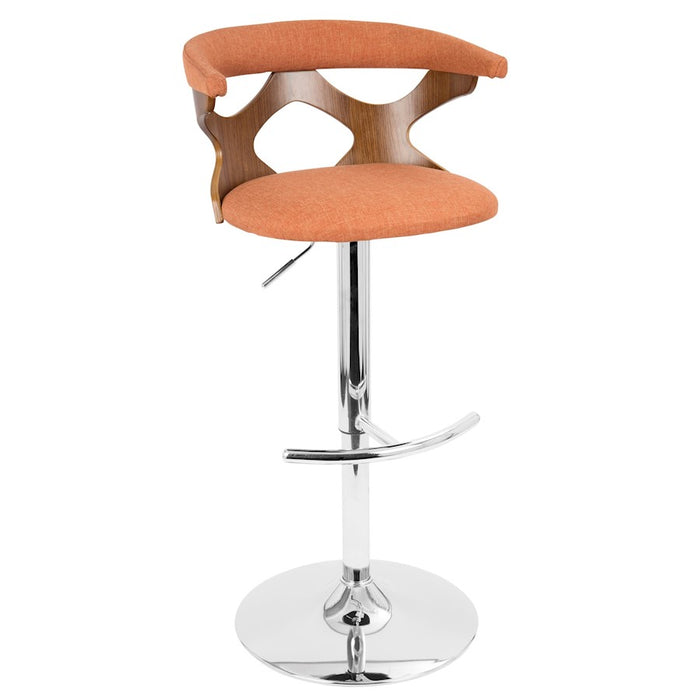 LumiSource Gardenia Adj Barstool, Set/2, CH/WAL/Orange