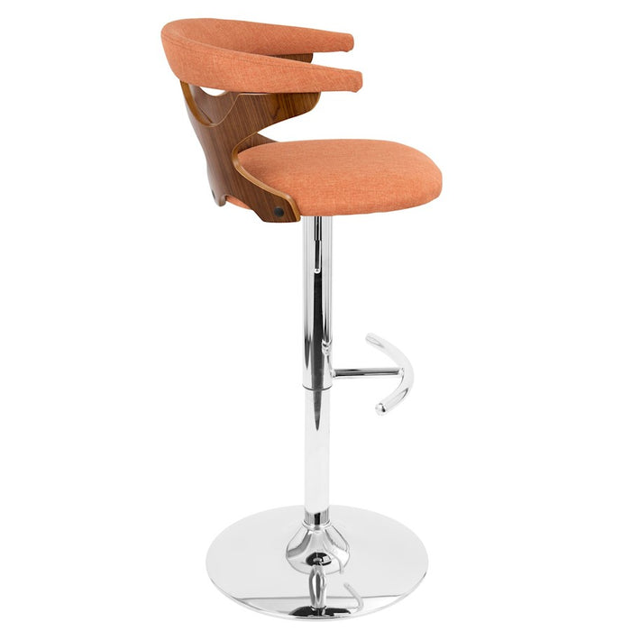 LumiSource Gardenia Adj Barstool, Set/2, CH/WAL/Orange
