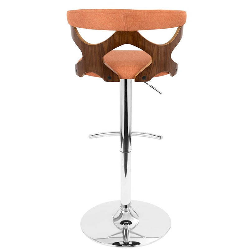 LumiSource Gardenia Adj Barstool, Set/2, CH/WAL/Orange