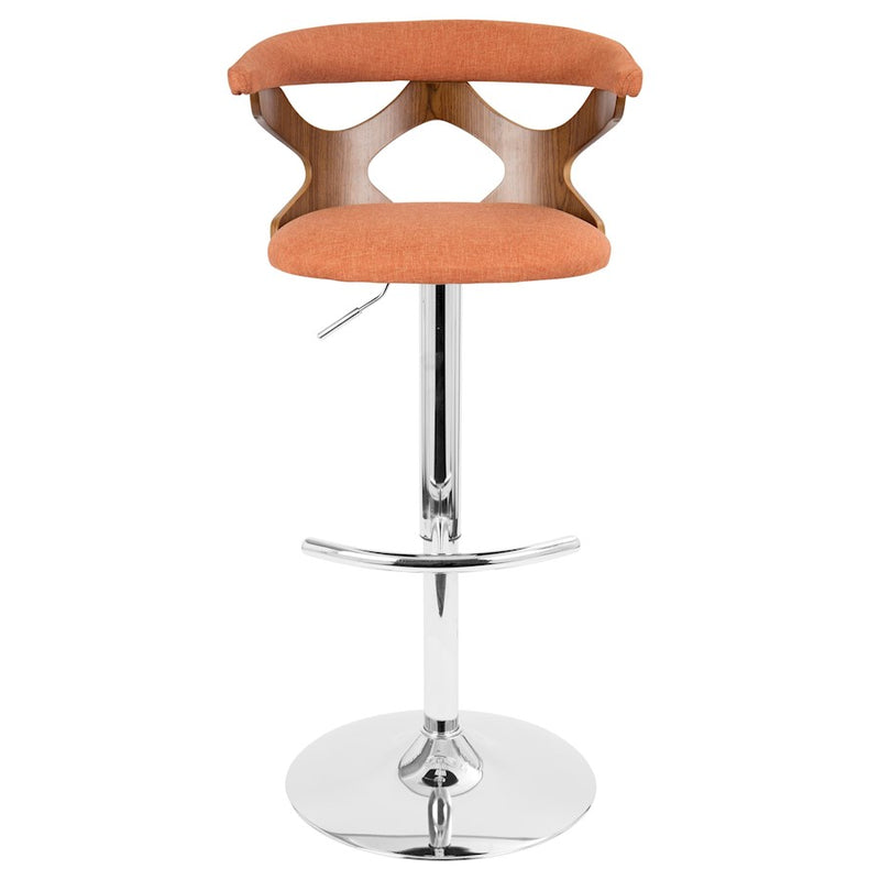 LumiSource Gardenia Adj Barstool, Set/2, CH/WAL/Orange
