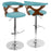 LumiSource Gardenia Adj Barstool, Set/2, CH/WAL/Teal