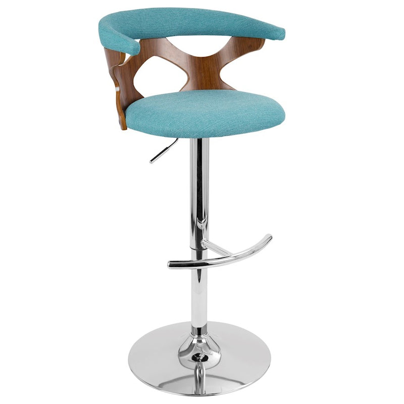 LumiSource Gardenia Adj Barstool, Set/2, CH/WAL/Teal