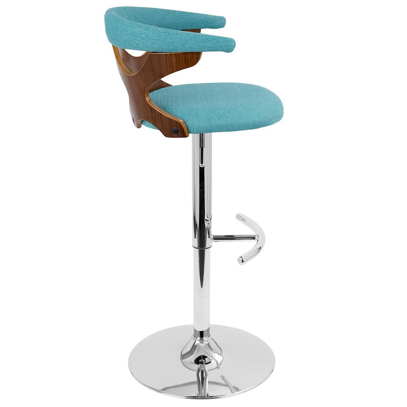 LumiSource Gardenia Adj Barstool, Set/2, CH/WAL/Teal