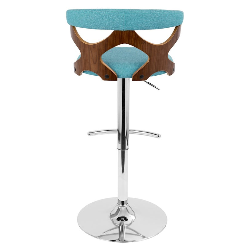 LumiSource Gardenia Adj Barstool, Set/2, CH/WAL/Teal