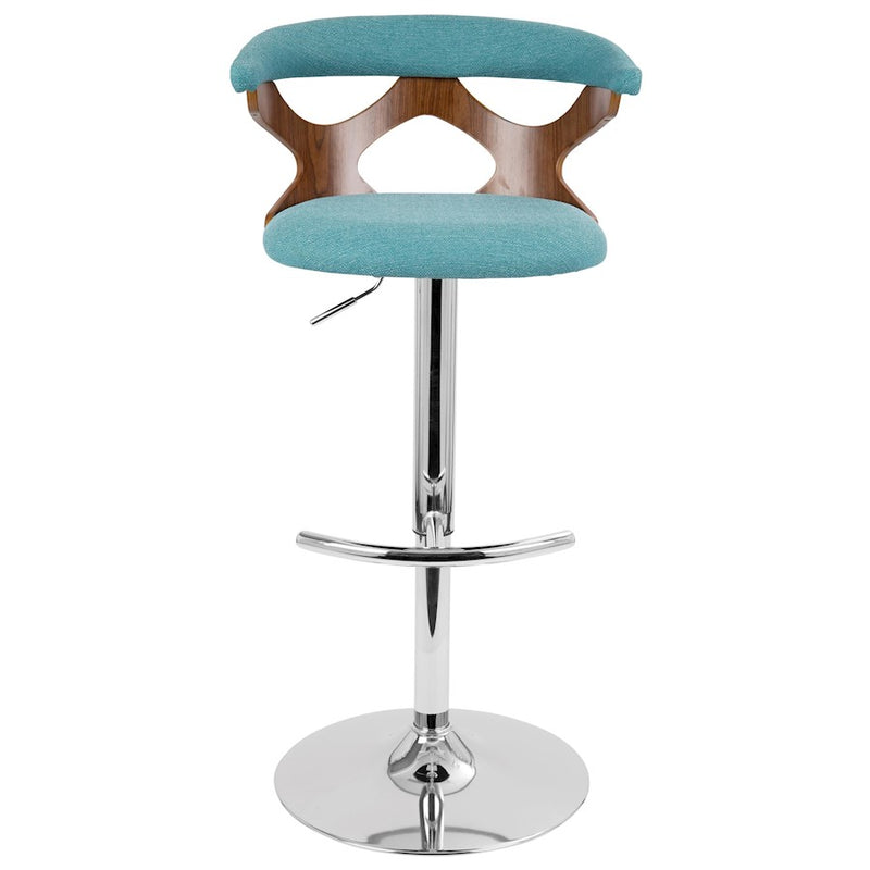 LumiSource Gardenia Adj Barstool, Set/2, CH/WAL/Teal
