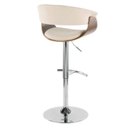 LumiSource Vintage Mod Barstool | Mid-Century Walnut & Cream Fabric | Kitchen & Bar Seating | 17.5 x 23.25 x 42.75 in | Model BS-JY-VMOWL-C