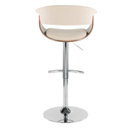 LumiSource Vintage Mod Barstool | Mid-Century Walnut & Cream Fabric | Kitchen & Bar Seating | 17.5 x 23.25 x 42.75 in | Model BS-JY-VMOWL-C