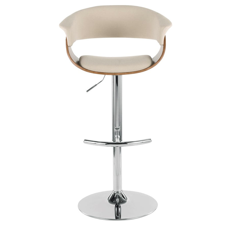 LumiSource Vintage Mod Barstool | Mid-Century Walnut & Cream Fabric | Kitchen & Bar Seating | 17.5 x 23.25 x 42.75 in | Model BS-JY-VMOWL-C