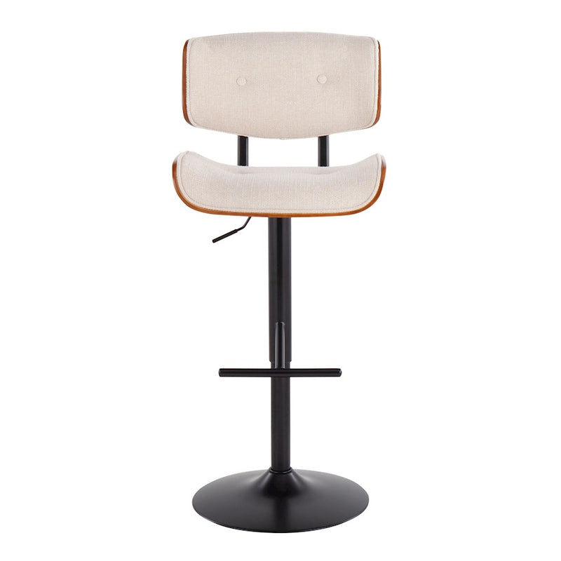 LumiSource Lombardi Adj Barstool, Set/2, Black/Cream/Walnut