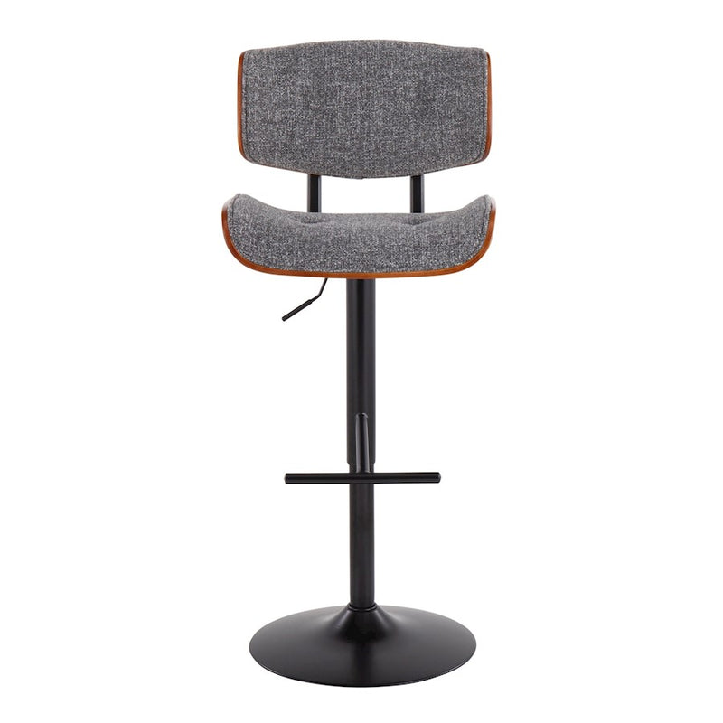LumiSource Lombardi Adj Barstool, Set/2, Black/Grey/Walnut