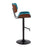 LumiSource Lombardi Adj Barstool, Set/2, Black/Teal/Walnut