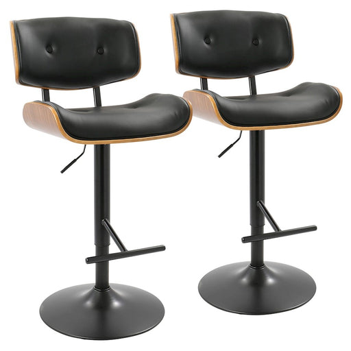 LumiSource Lombardi Adjustable Barstool, Set/2, Black/Walnut - BS-LMB2-SWVTWLBK2