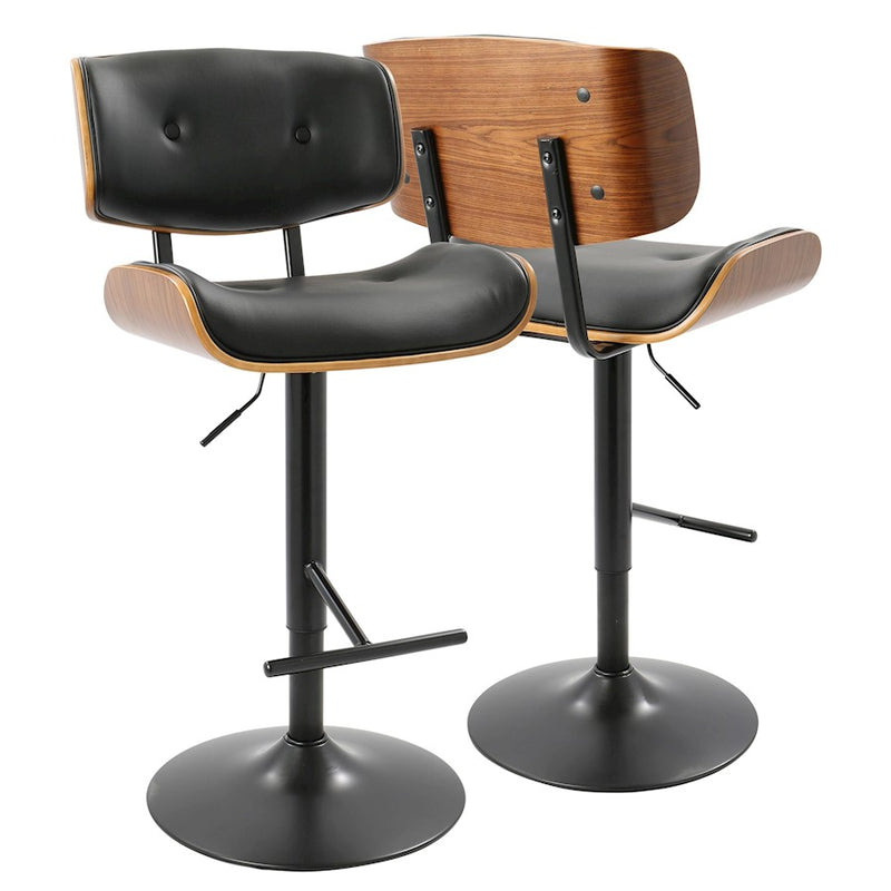 LumiSource Lombardi Adjustable Barstool, Set/2, Black/Walnut