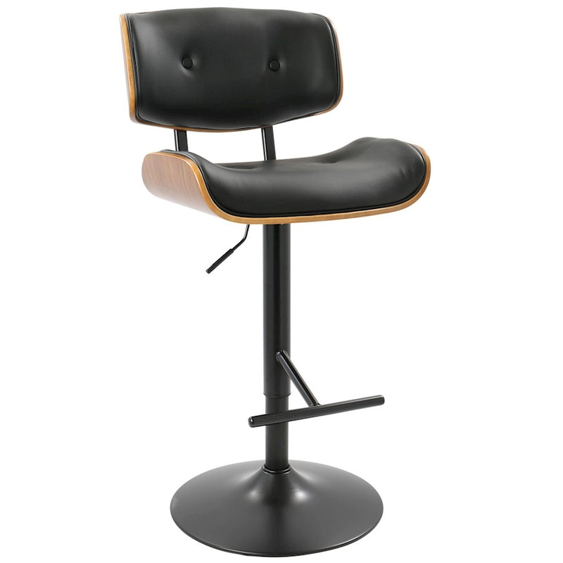LumiSource Lombardi Adjustable Barstool, Set/2, Black/Walnut