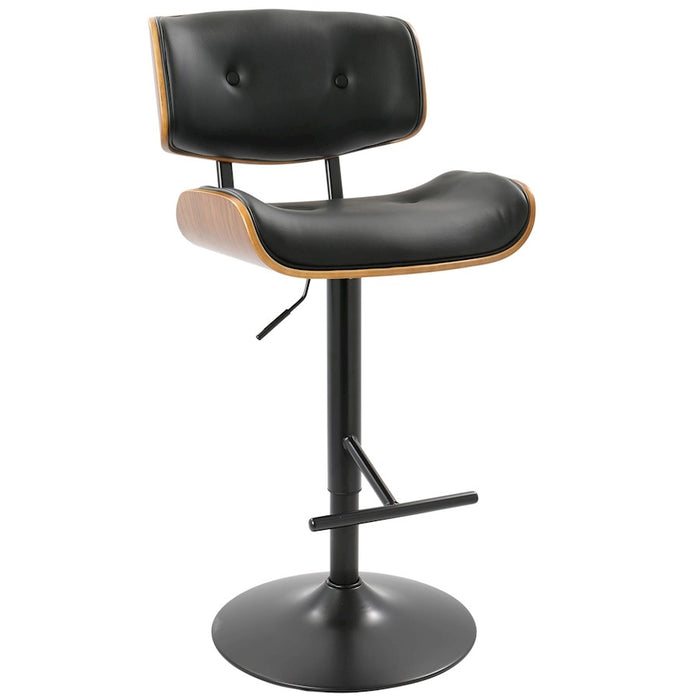 LumiSource Lombardi Adjustable Barstool, Set/2, Black/Walnut