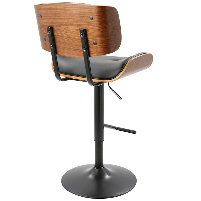 LumiSource Lombardi Adjustable Barstool, Set/2, Black/Walnut