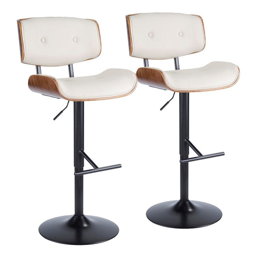 LumiSource Lombardi Adj Barstool, Set/2, Black/Walnut/Cream - BS-LMB2-SWVTWLCR2